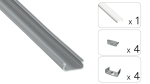 TEKKNI ORRE Set, silver, transparent cover, 2.02 m