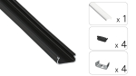 TEKKNI ORRE Set, black, transparent cover, 2.02 m 2.0