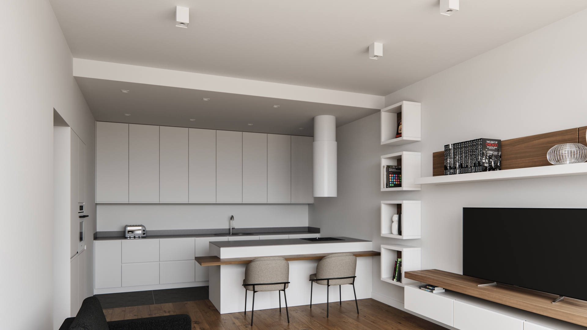 Ceiling eyelets in the suspended ceiling in the kitchen