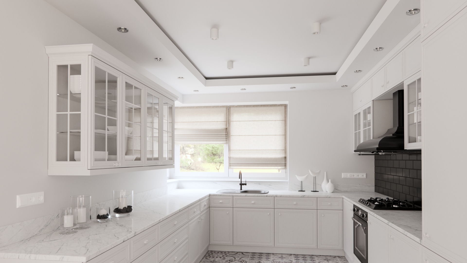Glass fixtures in the kitchen